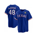 Texas Rangers #48 Jacob DeGrom Royal AmberGomez 2023 World Series Cool Base Stitched Jersey