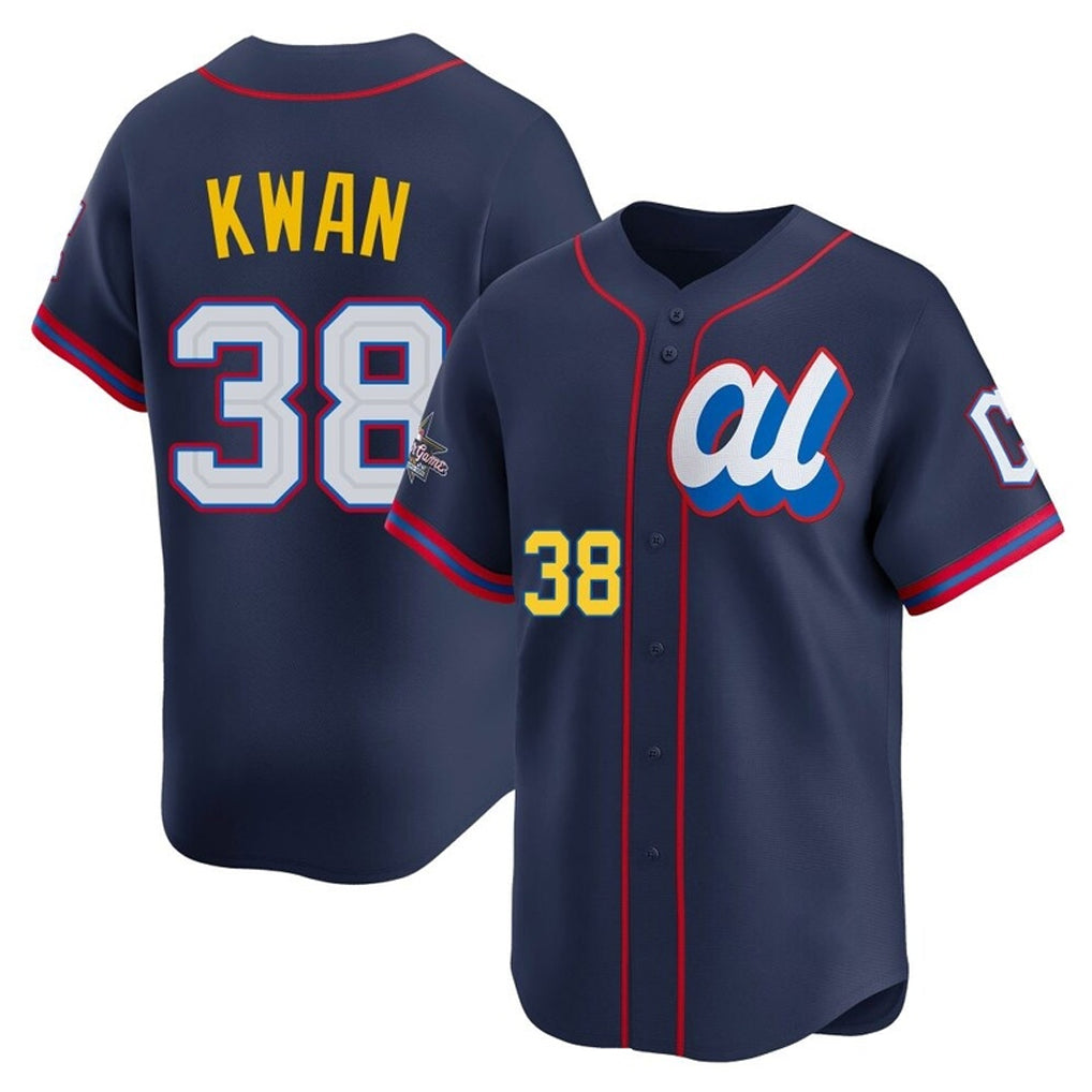 Cleveland Guardians #38 Steven Kwan Player Navy AmberGomez American League All-Star Edition Limited Home Stitched Jerseys