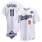 Los Angeles Dodgers #11 Roki Sasaki Player Gold White AmberGomez World Series 2026 Collection Stadium Limited Stitched Jerseys