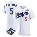 Los Angeles Dodgers #5 Freddie Freeman Player Gold White AmberGomez World Series 2026 Collection Stadium Limited Elite Stitched Jerseys