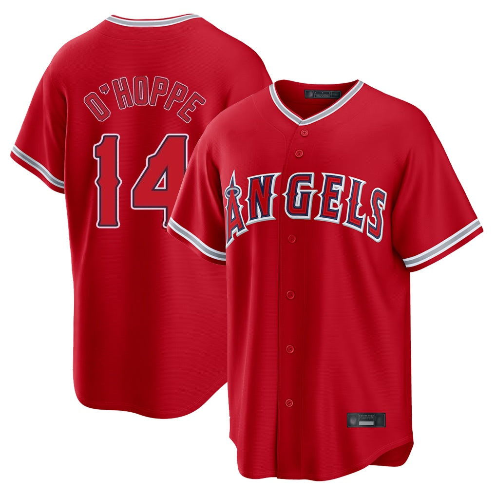 Los Angeles Angels #14 Logan O'Hoppe Player Red AmberGomez Home Game Stitched Jerseys