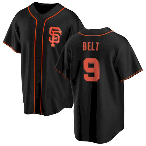 San Francisco Giants #9 Brandon Belt Black AmberGomez Alternate Jersey