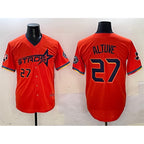 Houston Astros #27 Jose Altuve Orange AmberGomez 2025 City Connect With Texas Patch Limited Stitched Jersey