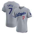 Los Angeles Dodgers #7 Blake Snell Player Gray AmberGomez Limited Elite Home Stitched Jerseys