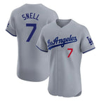 Los Angeles Dodgers #7 Blake Snell Player Gray AmberGomez Limited Elite Home Stitched Jerseys