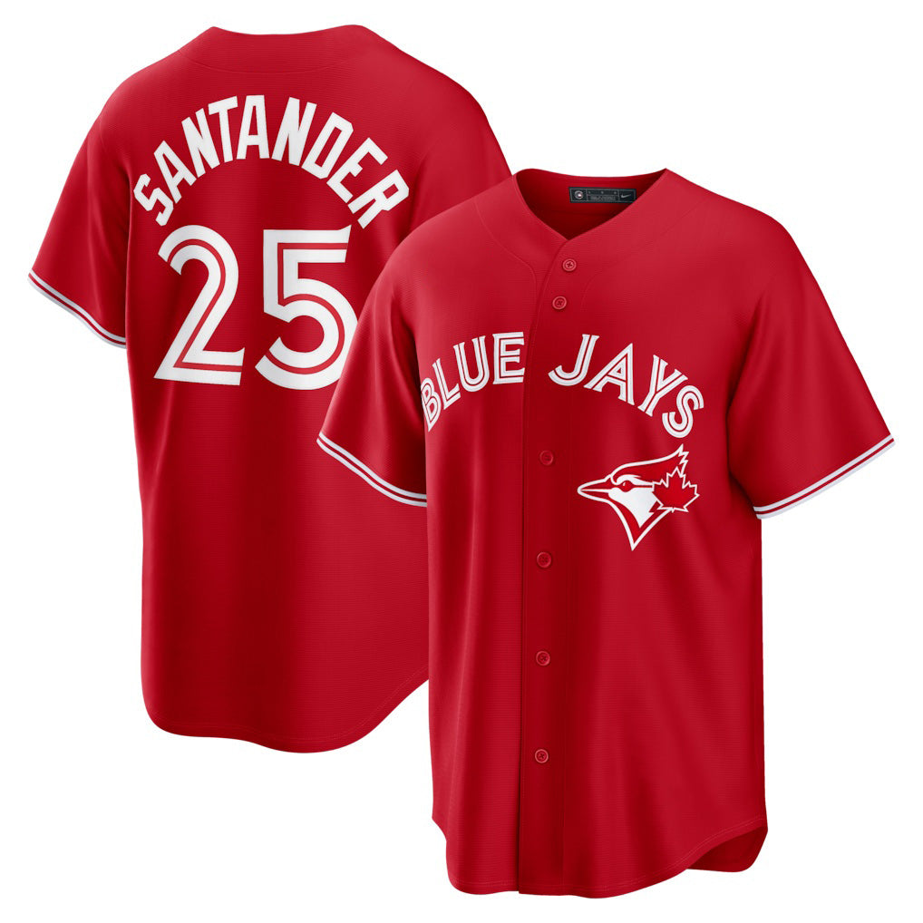 Toronto Blue Jays #25 Anthony Santander Red AmberGomez Canada Day Replica Jersey