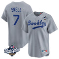 Los Angeles Dodgers #7 Blake Snell Player Gray AmberGomez Game Limited World Series Home Stitched Jerseys