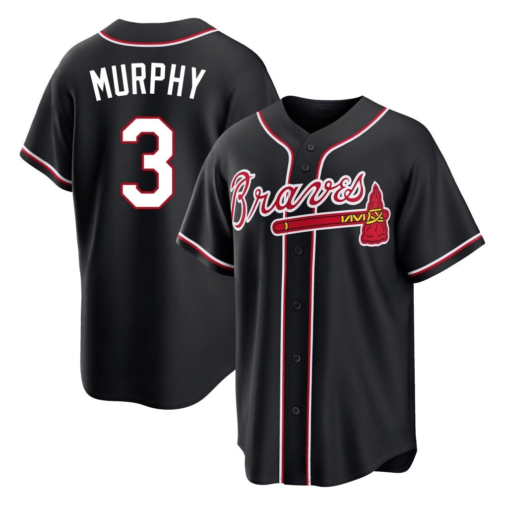 Atlanta Braves #3 Dale Murphy Player Black AmberGomez Fashion Out Game Stitched Jerseys