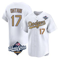 Los Angeles Dodgers #17 Shohei Ohtani Player White Gold AmberGomez World Series Collection Limited Home Stitched Jerseys