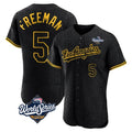 Los Angeles Dodgers #5 Freddie Freeman Player Black AmberGomez World Series Snake Skin City Limited Elite Home Stitched Jerseys