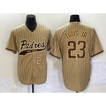 San Diego Padres #23 Fernando Tatis Jr Number Tan AmberGomez NEW 2023 Cool Base Stitched Jersey