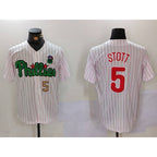 Philadelphia Phillies #5 Bryson Stott White Green AmberGomez Cool Base Stitched Jerseys