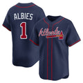 Atlanta Braves #1 Ozzie Albies Player Navy AmberGomez Limited Home Game Stitched Jerseys
