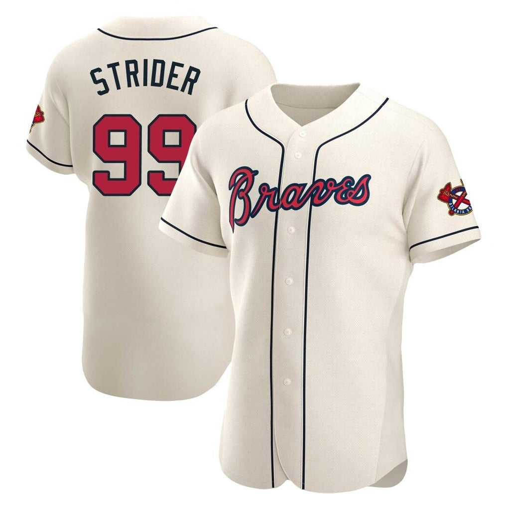 Atlanta Braves #99 Spencer Strider Player Cream AmberGomez Limited Elite Home Game Stitched Jerseys