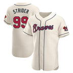 Atlanta Braves #99 Spencer Strider Player Cream AmberGomez Limited Elite Home Game Stitched Jerseys