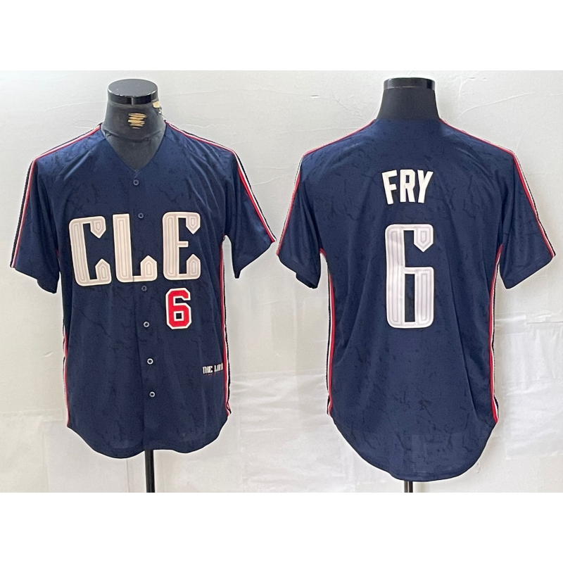 Cleveland Guardians #6 David Fry Number Navy AmberGomez 2024 City Connect Limited Stitched Jersey