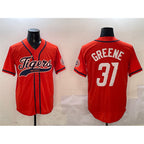 Detroit Tigers #31 Riley Greene Orange AmberGomez With Patch Cool Base Stitched Jersey 2
