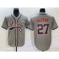 Houston Astros #27 Jose Altuve Gray AmberGomez With Patch Cool Base Stitched Jersey