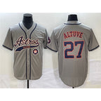 Houston Astros #27 Jose Altuve Gray AmberGomez With Patch Cool Base Stitched Jersey