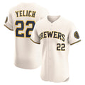 Milwaukee Brewers #22 Christian Yelich Cream AmberGomez Home Elite Player Jersey