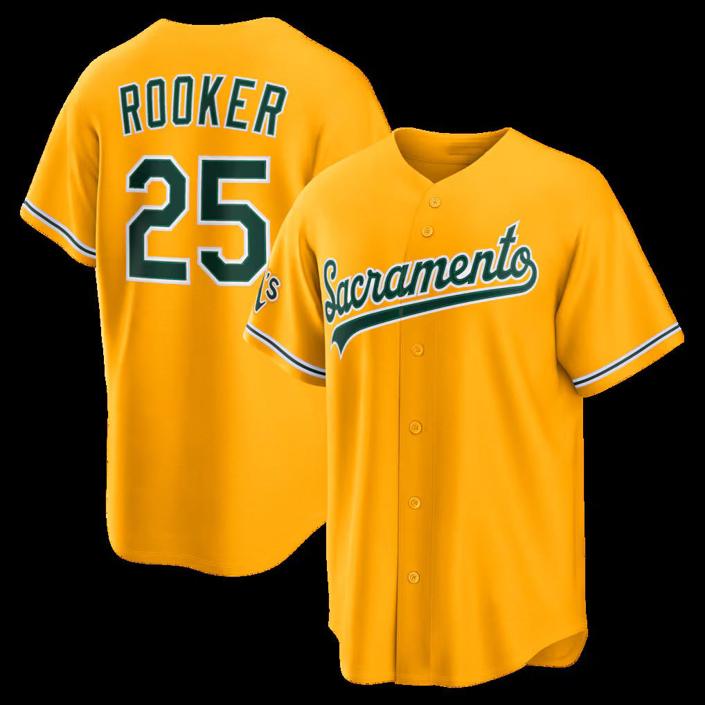 Oakland Athletics #25 Brent Rooker Gold AmberGomez Alternate Stadium Jersey