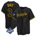 Los Angeles Dodgers #3 Edwin D¨ªaz Player Black Gold AmberGomez World Series Meet Limited Home Stitched Jerseys