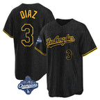 Los Angeles Dodgers #3 Edwin D¨ªaz Player Black Gold AmberGomez World Series Meet Limited Home Stitched Jerseys