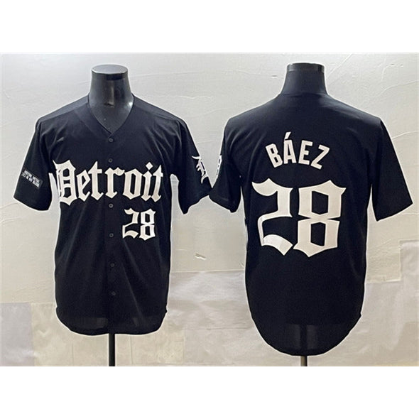Detroit Tigers #28 Javier B¨¢ez Black AmberGomez 'Motor Gothic Edition' Vapor Premier Limited Stitched Jersey