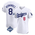 Los Angeles Dodgers #8 Enrique Hern¨¢ndez Player White AmberGomez World Series Meet Limited Elite Home Stitched Jerseys