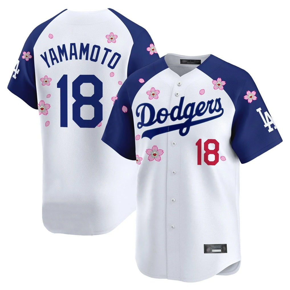 Los Angeles Dodgers #18 Yoshinobu Yamamoto Player White-Royal AmberGomez Tokyo Series Vapor Premier Limited Stitched Jerseys