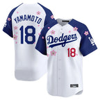 Los Angeles Dodgers #18 Yoshinobu Yamamoto Player White-Royal AmberGomez Tokyo Series Vapor Premier Limited Stitched Jerseys