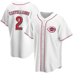 Cincinnati Reds #2 Nick Castellanos White AmberGomez 2021 Replica Home Jersey