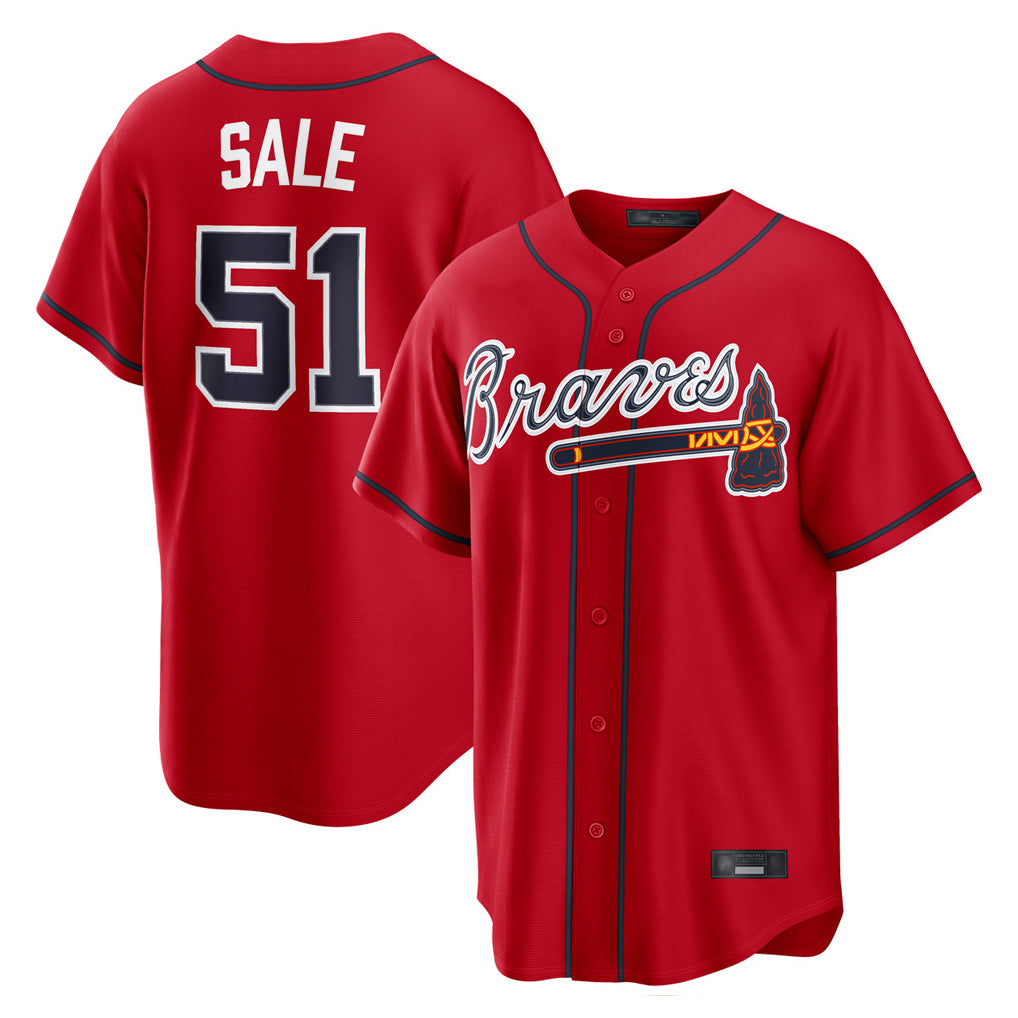 Atlanta Braves #51 Chris Sale Player Red AmberGomez Home Game Stitched Jerseys