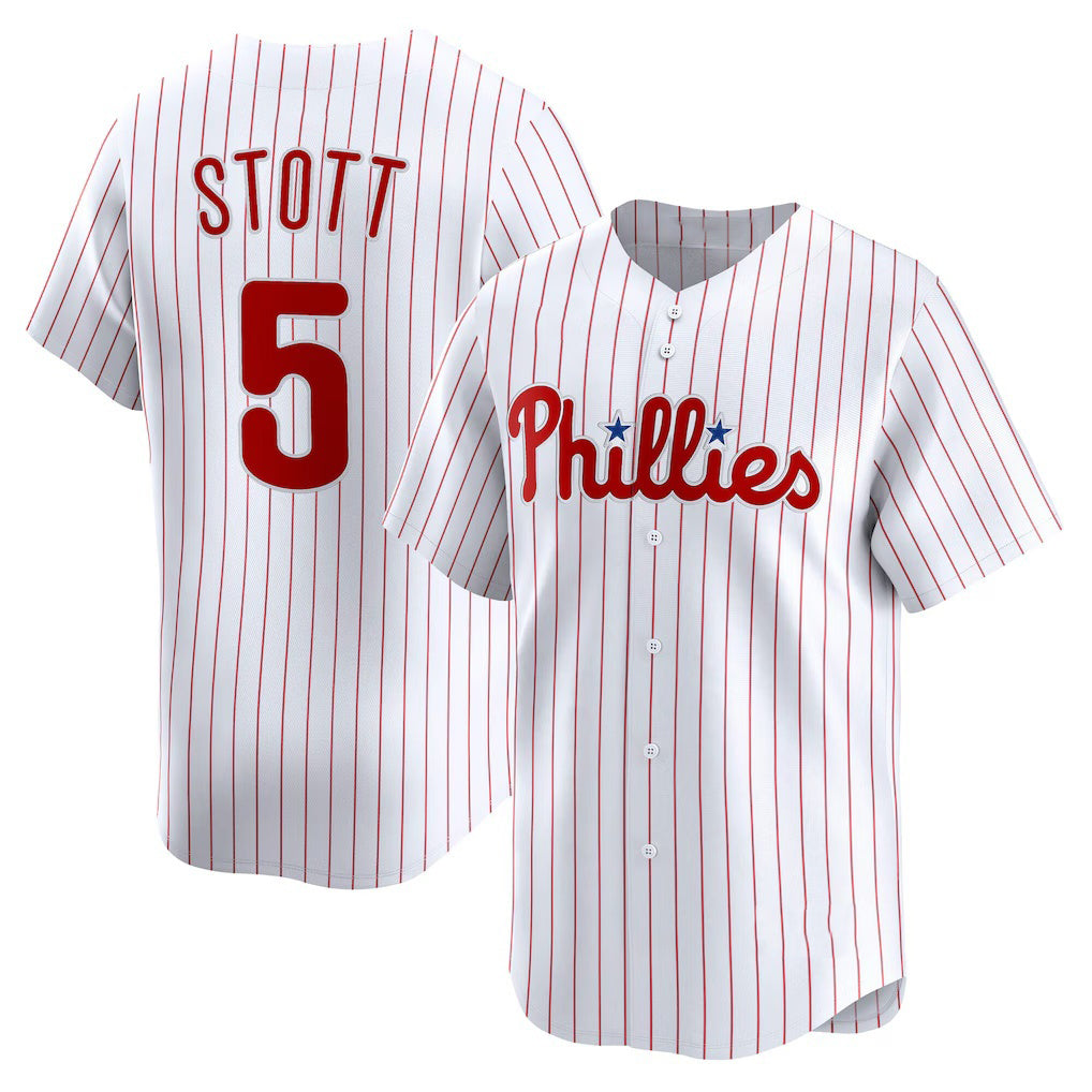 Philadelphia Phillies #5 Bryson Stott White AmberGomez Home Limited Player Jersey