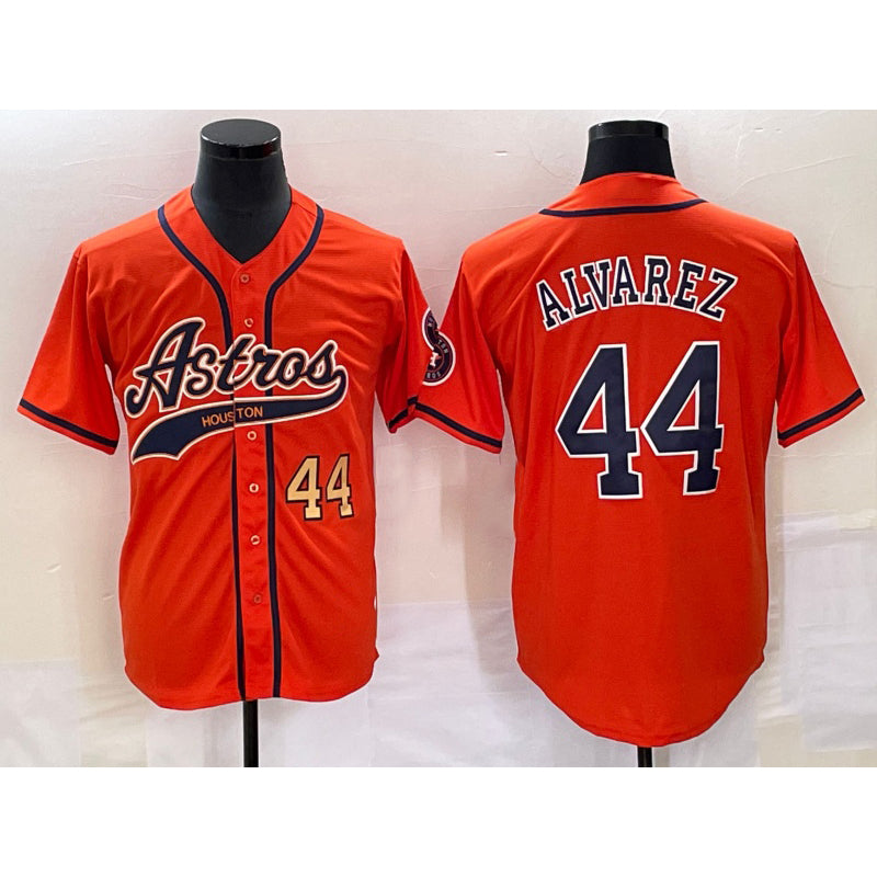Houston Astros #44 Yordan Alvarez Number Orange AmberGomez With Patch Cool Base Stitched Jersey