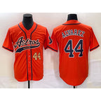Houston Astros #44 Yordan Alvarez Number Orange AmberGomez With Patch Cool Base Stitched Jersey