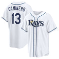 Tampa Bay Rays #13 Junior Caminero White AmberGomez Home Replica Jersey