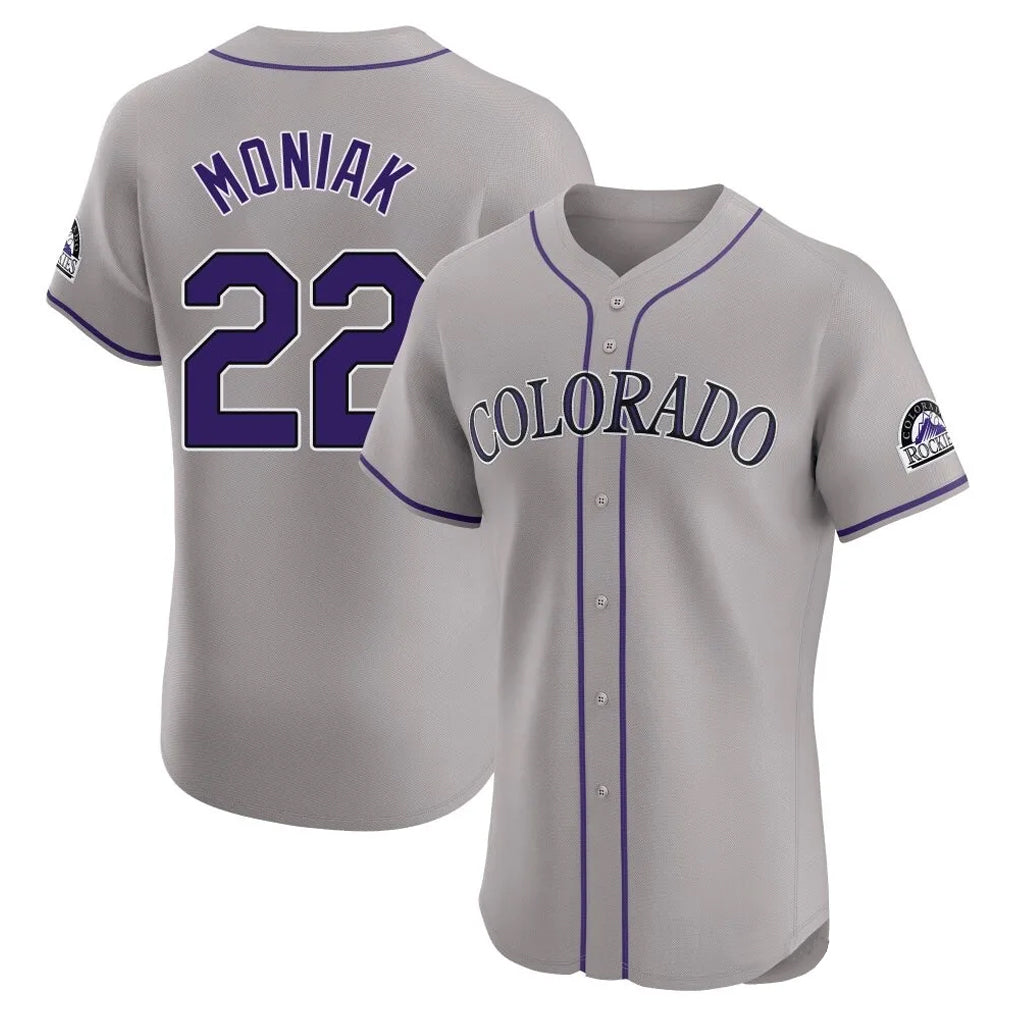 Colorado Rockies #22 Mickey Moniak Player Gray AmberGomez Limited Elite Home Stitched Jerseys