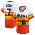 Houston Astros #7 Craig Biggio White AmberGomez Throwback Cooperstown Collection Limited Player Jersey