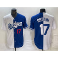 Los Angeles Dodgers #17 Shohei Ohtani Number White Blue AmberGomez Two Tone Stitched Jersey 2
