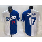 Los Angeles Dodgers #17 Shohei Ohtani Number White Blue AmberGomez Two Tone Stitched Jersey 2