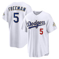 Los Angeles Dodgers #5 Freddie Freeman White AmberGomez 2026 Gold Collection Stadium Jersey