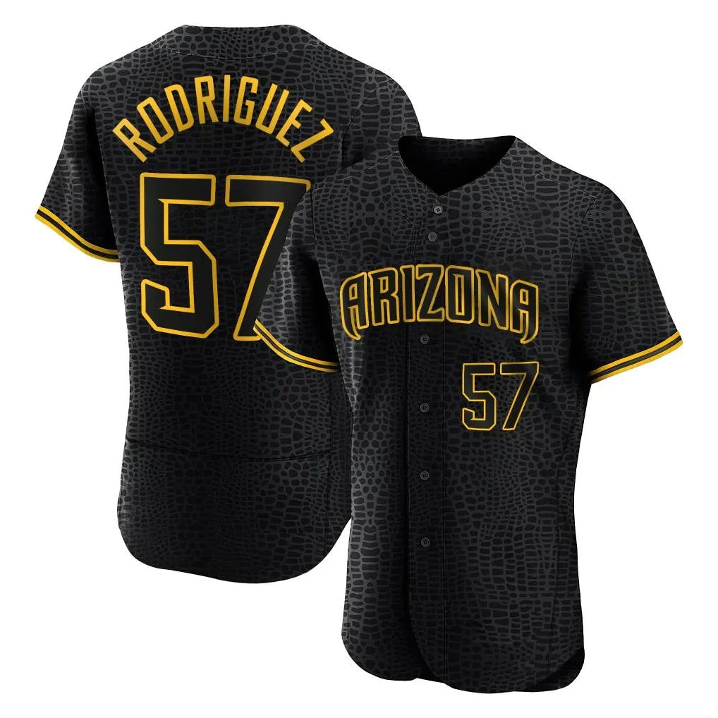 Arizona Diamondbacks #57 Eduardo Rodriguez Player Black AmberGomez Snake Skin City Limited Elite Home Game Stitched Jerseys