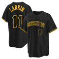 Cincinnati Reds #11 Barry Larkin Player Black AmberGomez Snake Skin City Home Stitched Jerseys