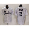 New York Yankees #2 Derek Jeter White AmberGomez Pinstripe Fashion Cool Base Jersey 3