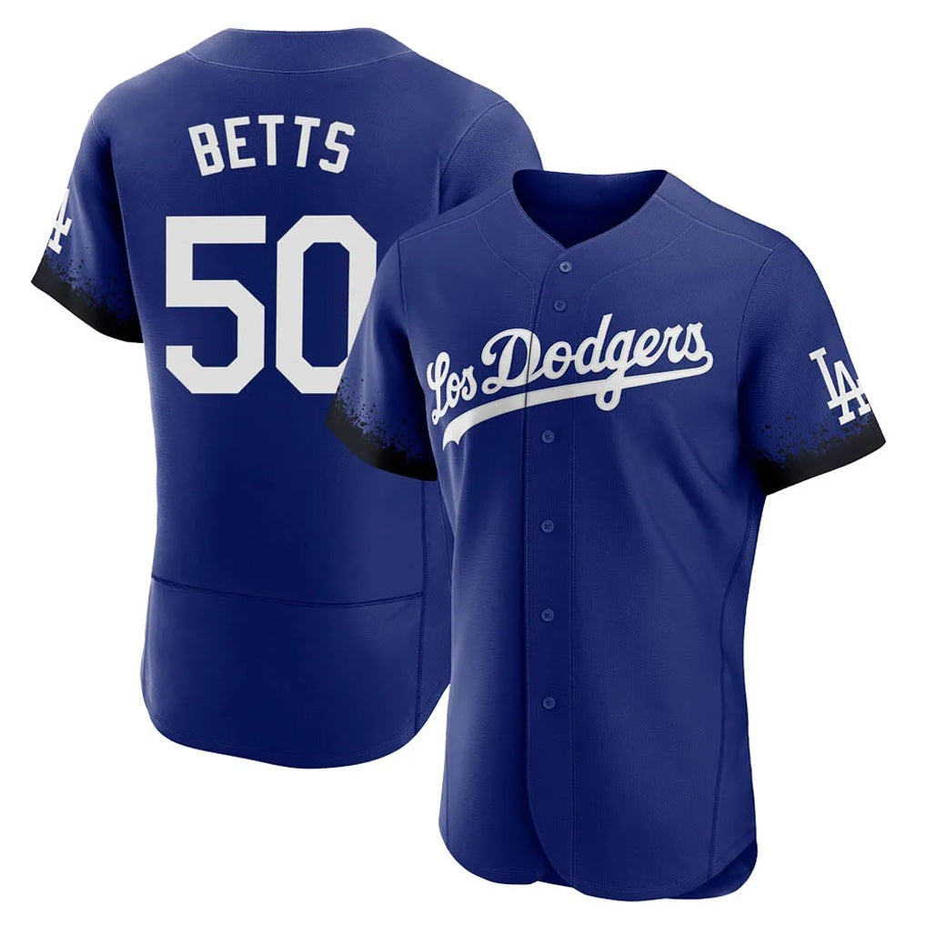 Los Angeles Dodgers #50 Mookie Betts Player Royal AmberGomez City Connect Elite Home Stitched Jerseys