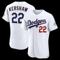 Los Angeles Dodgers #22 Clayton Kershaw White AmberGomez 2026 Gold Collection Authentic Jersey