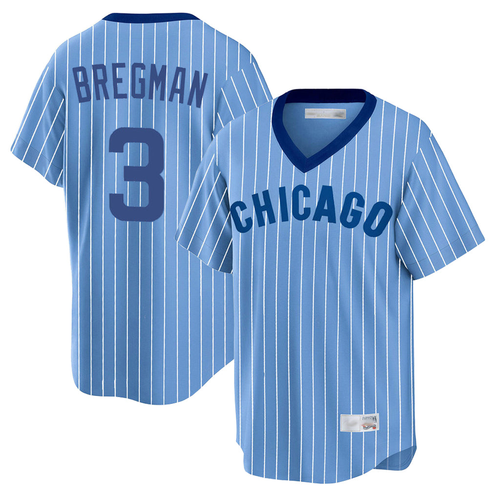 Chicago Cubs #3 Alex Bregman Player Blue AmberGomez T-shirt Cooperstown Collection Limited Stitched Jerseys