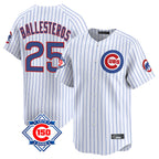 Chicago Cubs #25 Moises Ballesteros Player White AmberGomez 150th Anniversary Limited Home Game Stitched Jerseys