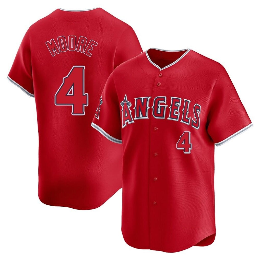 Los Angeles Angels #4 Christian Moore Player Red AmberGomez Home Limited Stitched Jerseys